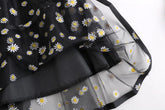 High Waist Daisy Flowers Pattern Mesh Long Skirts